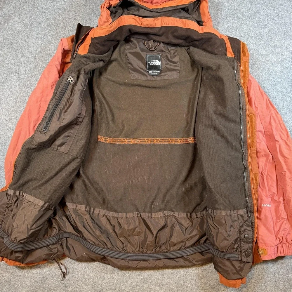 The North Face HyVent Jacket Mens XL Orange Hooded Waterproof Parka Outdoor Ski